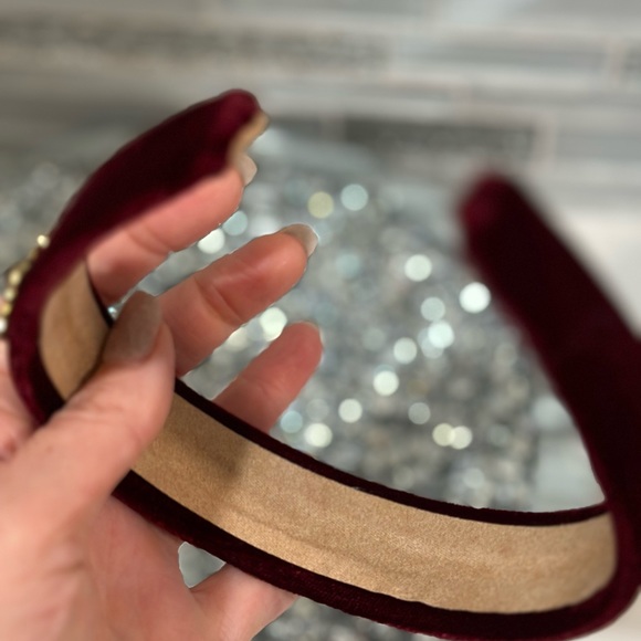 Burgundy velvet jeweled headband new - Picture 7 of 7